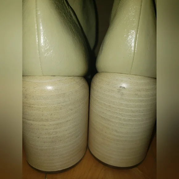 Jil Sander Cream 100% lambskin leather thigh high round toe block heel boots 10 - Picture 6 of 16